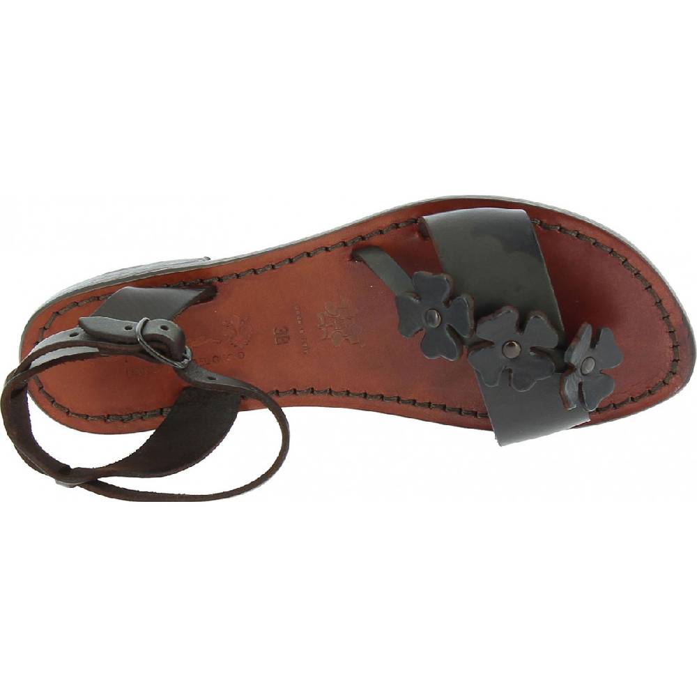 Lartigiano Del Cuoio Sandali bassi donna artigianali in pelle color testa di moro Esporta salva