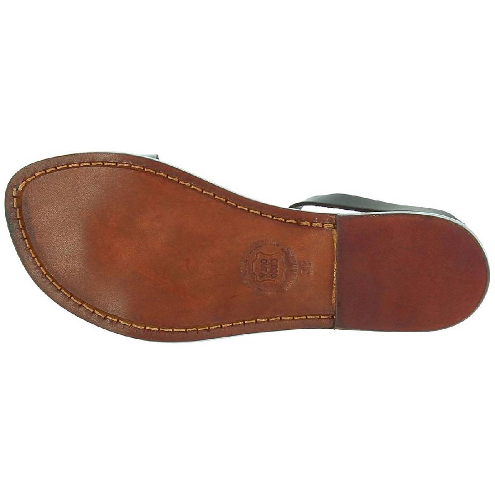 Lartigiano Del Cuoio Sandali bassi donna artigianali in pelle color testa di moro Esporta salva