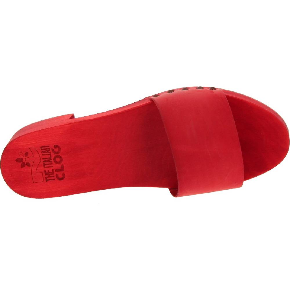 Lartigiano Del Cuoio Ciabatte in legno rosso con fascia in pelle artigianali Duty-free
