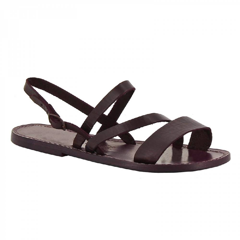 Lartigiano Del Cuoio Sandali donna in pelle color prugna fatti a mano