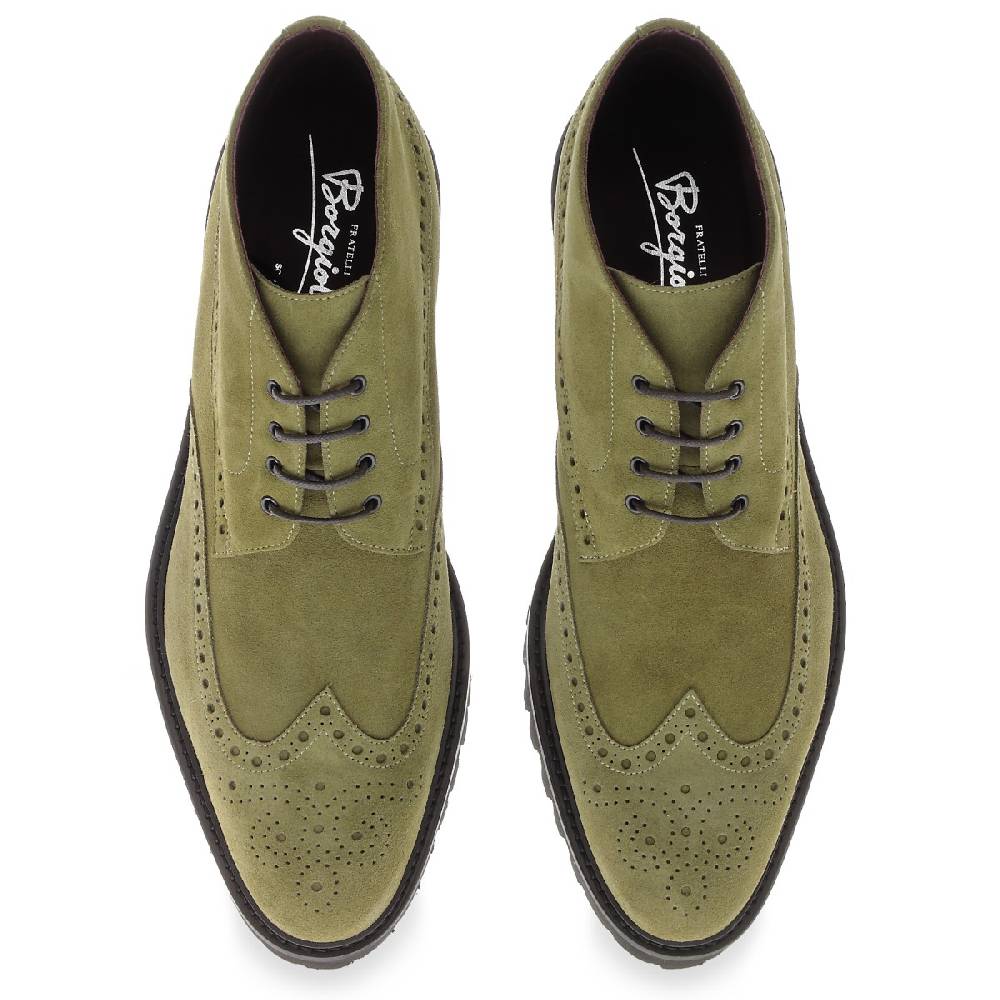 Lartigiano Del Cuoio Stivaletto brogues in camoscio color argilla - Fratelli Borgioli - Artigianalità Italiana Qualità