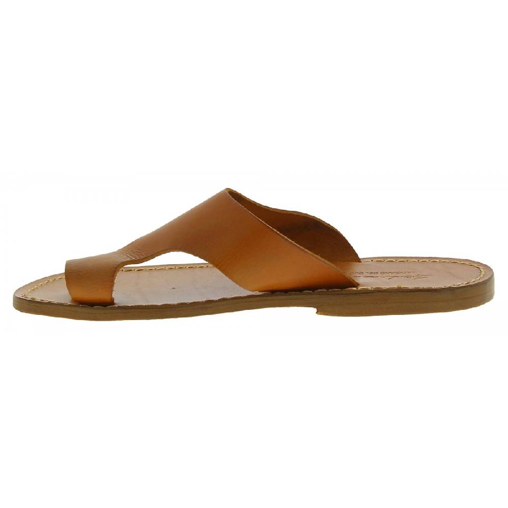 Lartigiano Del Cuoio Ciabatte infradito da uomo in pelle color cuoio artigianali Promozione