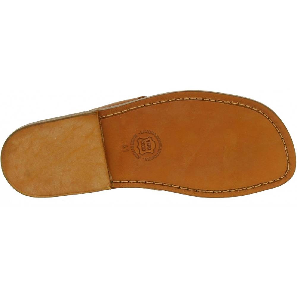 Lartigiano Del Cuoio Ciabatte infradito da uomo in pelle color cuoio artigianali Promozione