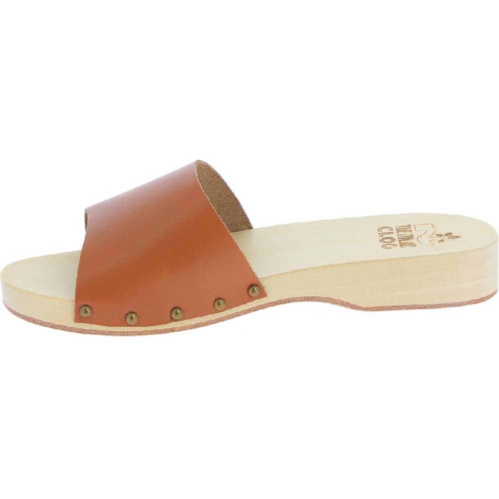 Lartigiano Del Cuoio Zoccoli in legno da uomo con fascia larga in pelle color marrone Pezzi Unici