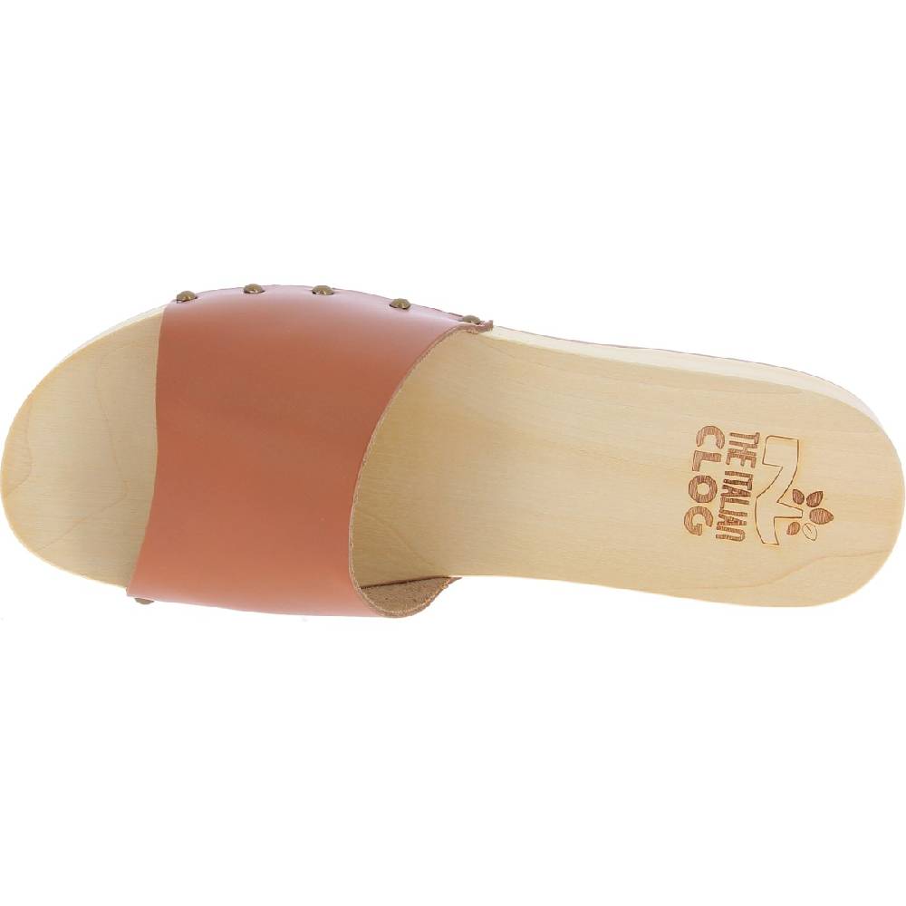 Lartigiano Del Cuoio Zoccoli in legno da uomo con fascia larga in pelle color marrone Pezzi Unici