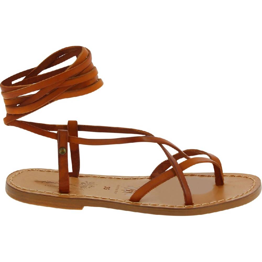 Lartigiano Del Cuoio Sandali schiava donna artigianali in pelle color cuoio antico Promozione Limitata