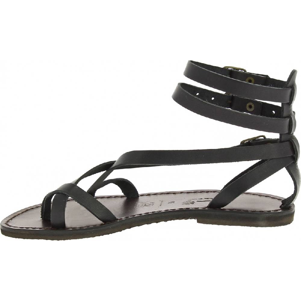Lartigiano Del Cuoio Sandali gladiatore fatti a mano in pelle colore nero Shopping Online