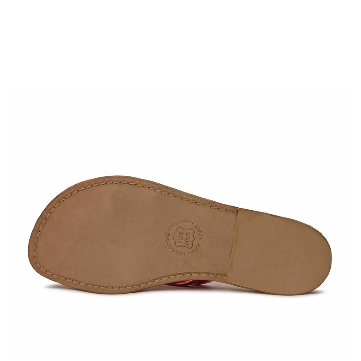 Lartigiano Del Cuoio Ciabatte infradito donna in pelle laminata fucsia Sottocosto