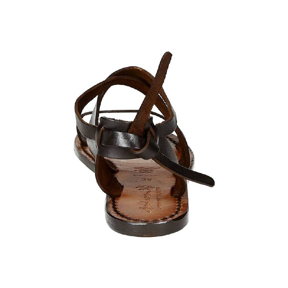 Lartigiano Del Cuoio Sandali donna fatti a mano in pelle marrone scuro Novità