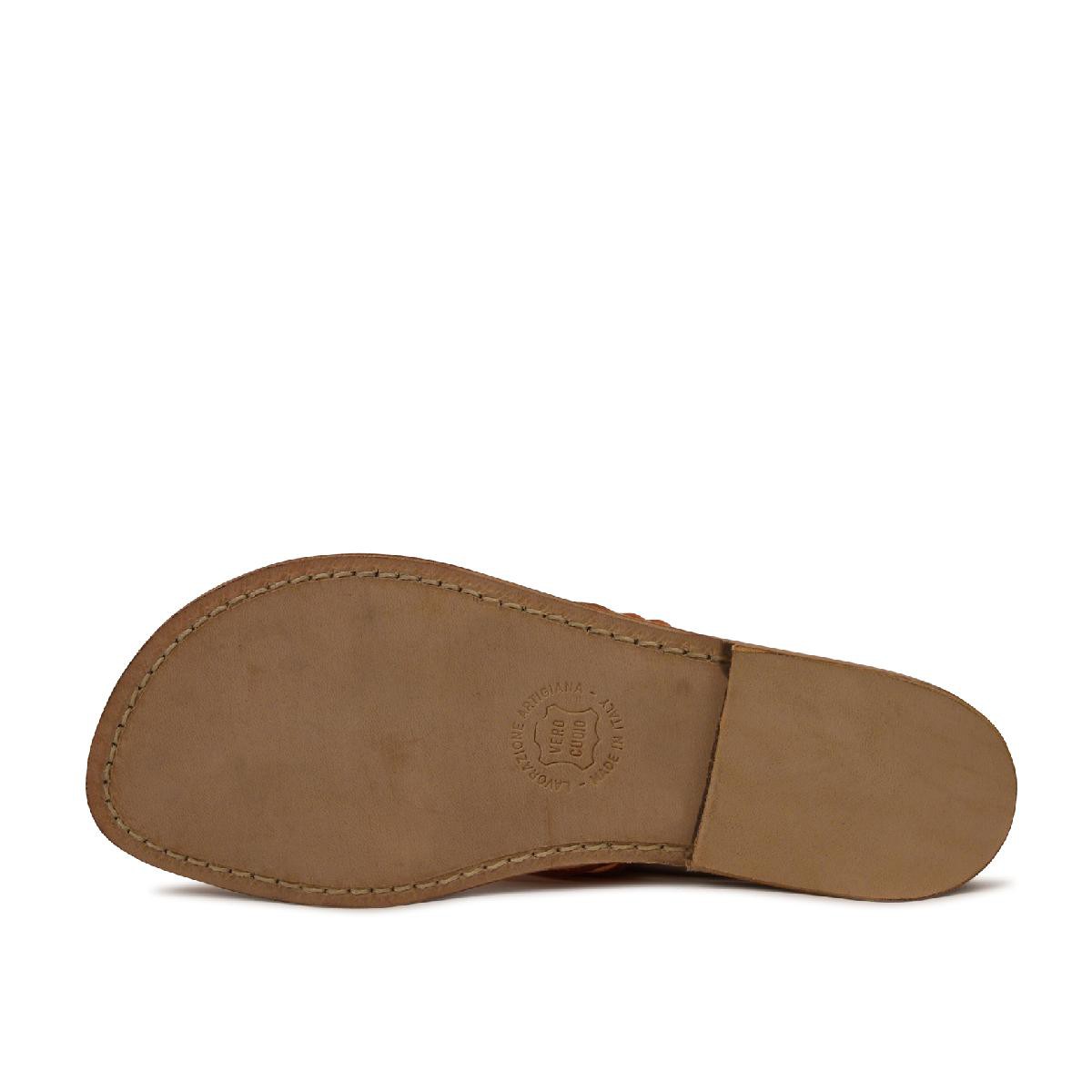 Lartigiano Del Cuoio Cibatte infradito donna in pelle laminata arancio Sconto