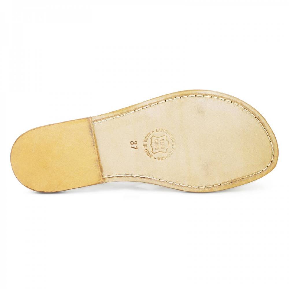 Lartigiano Del Cuoio Sandali bassi color cuoio e argento artigianali da donna Online
