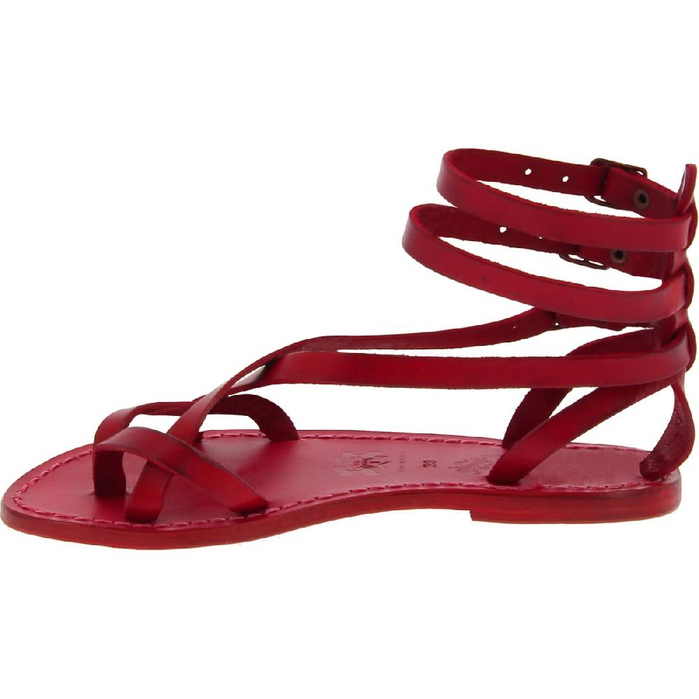 Lartigiano Del Cuoio Sandali gladiatore donna in pelle rossa fatti a mano Outlet