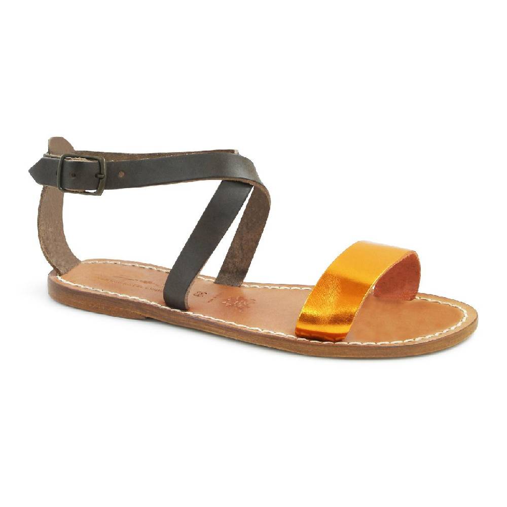 Lartigiano Del Cuoio Sandali in pelle bassi bicolor fatti a mano Saldi