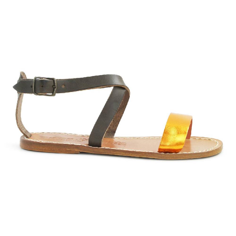 Lartigiano Del Cuoio Sandali in pelle bassi bicolor fatti a mano Saldi