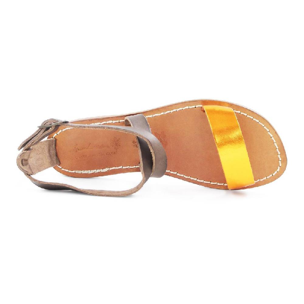 Lartigiano Del Cuoio Sandali in pelle bassi bicolor fatti a mano Saldi
