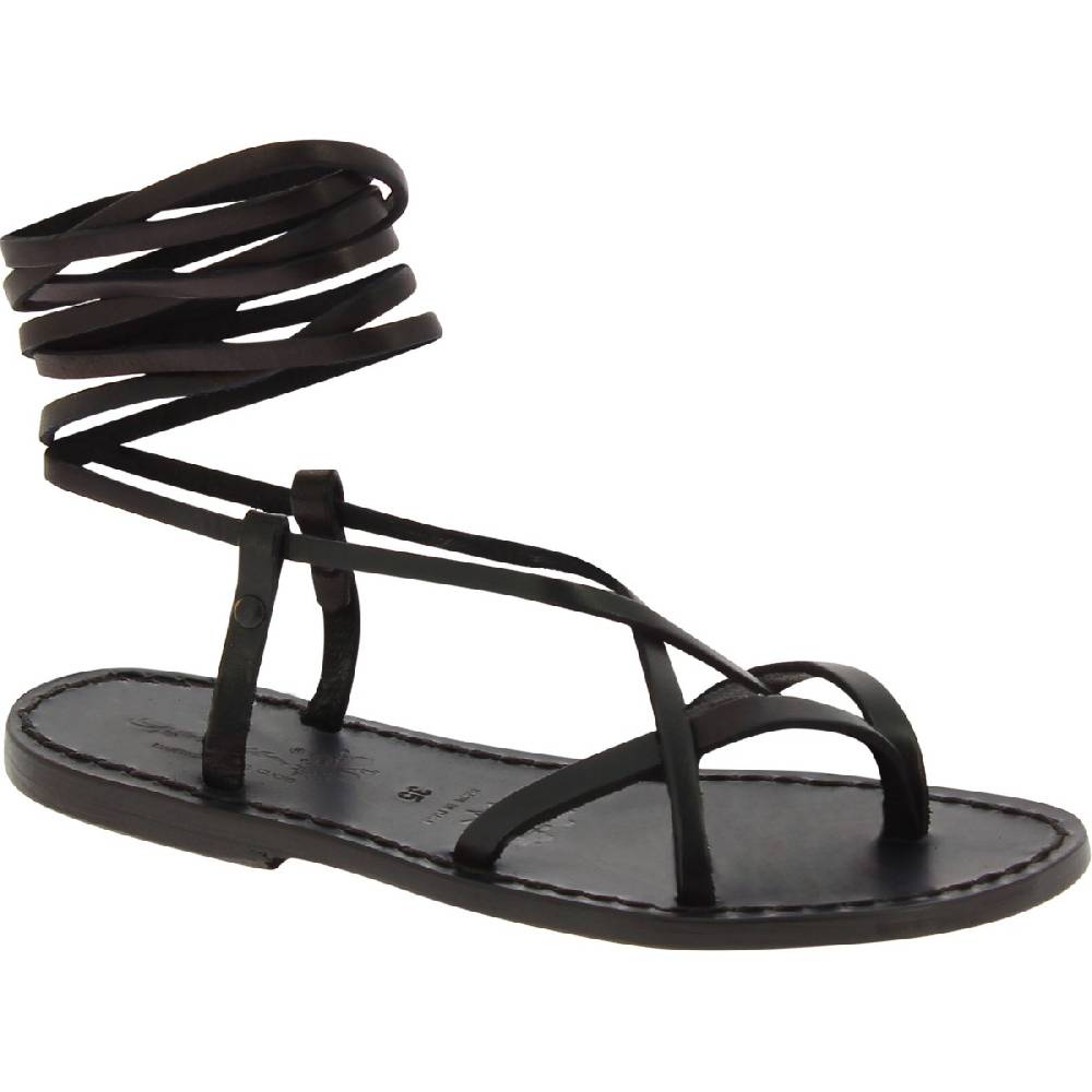 Lartigiano Del Cuoio Sandali infradito schiava da donna artigianali in pelle nera