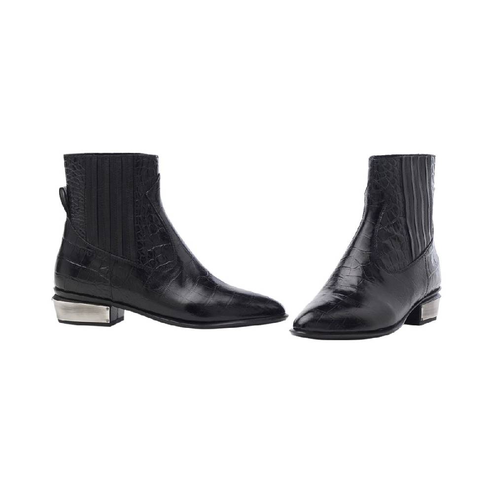 Kate Cate COWBOY KATE BOOTS BLACK CROC EFFECT LEATHER ACQUISTA ORA