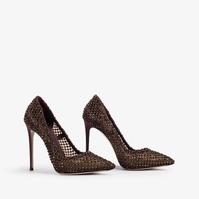 Le Silla Décolleté gioiello rete marrone fondente Nuovi prodotti