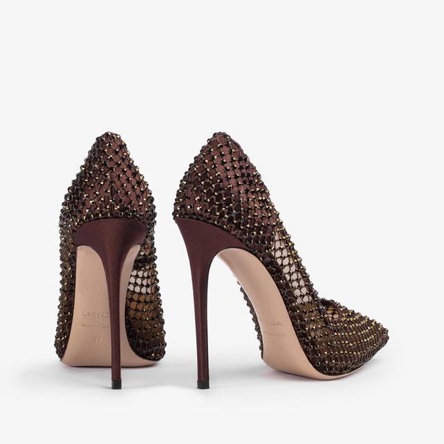Le Silla Décolleté gioiello rete marrone fondente Nuovi prodotti
