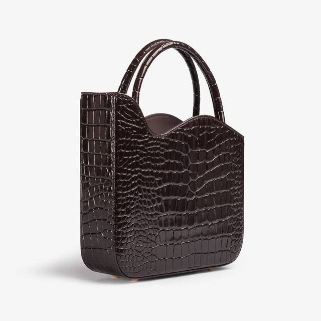 Le Silla Medium bag stampa coccodrillo marrone fondente Spedizione Gratuita