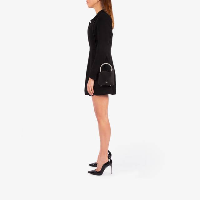 Le Silla Mini bag raso nero e Cristalli In Linea