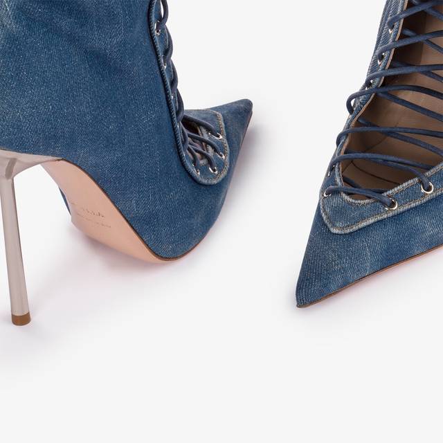 Le Silla Stivaletto con stringhe denim blu Offerta