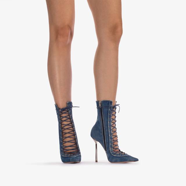 Le Silla Stivaletto con stringhe denim blu Offerta