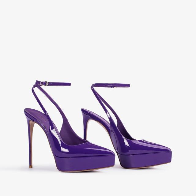 Le Silla Slingback con plateau vernice viola queen Offerta Giorno del Papà