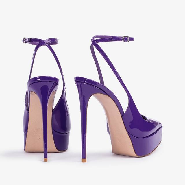 Le Silla Slingback con plateau vernice viola queen Offerta Giorno del Papà