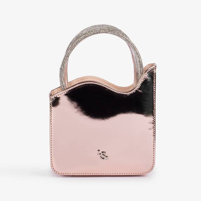 Le Silla Mini bag metallizzata oro rosa e Cristalli