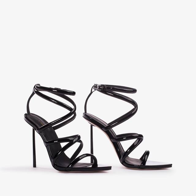 Le Silla Sandalo con fasce incrociate vernice nero Shopping Online