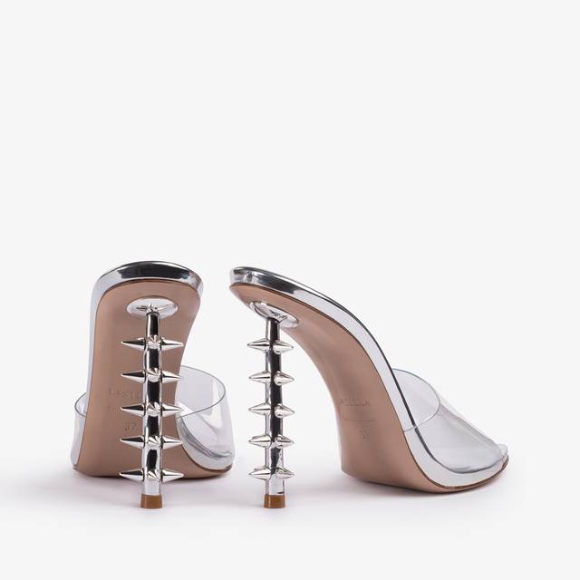 Le Silla Sandalo mule plexy argento con borchie Hotsell