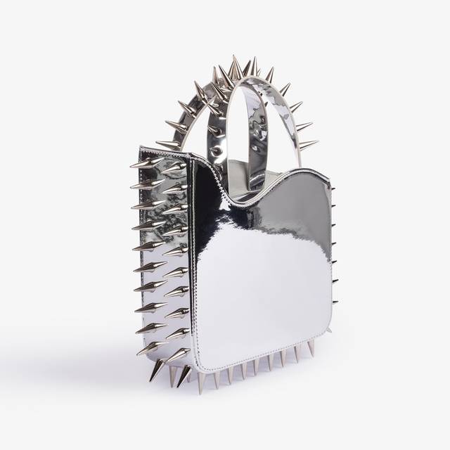 Le Silla Small bag metallizzata argento con borchie Vendita Calda