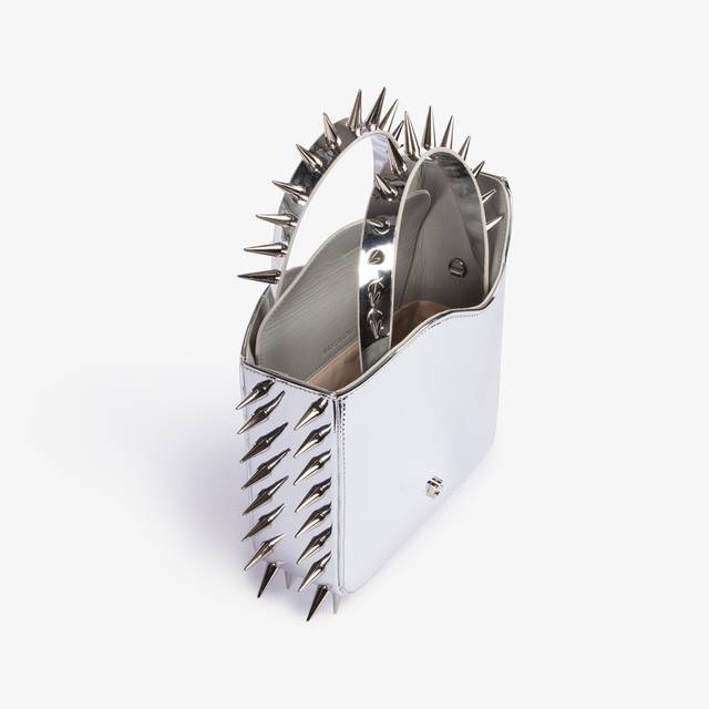 Le Silla Small bag metallizzata argento con borchie Vendita Calda