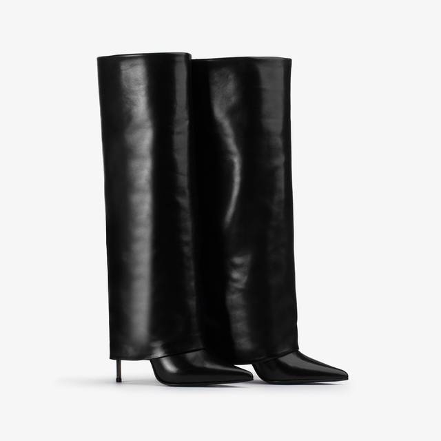 Le Silla Stivale con risvolto nappa nero Vendita