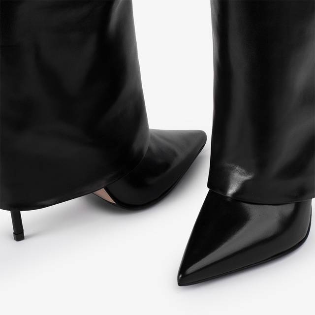 Le Silla Stivale con risvolto nappa nero Vendita