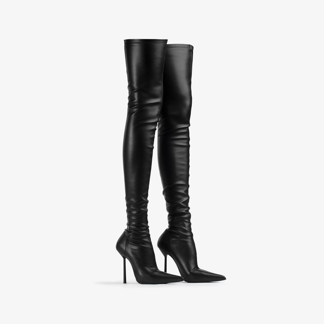 Le Silla Stivale sopra il ginocchio pelle vegan stretch nero Promozione