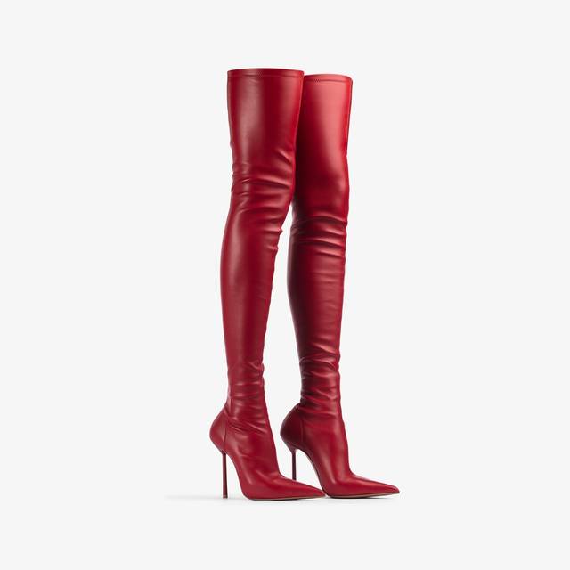 Le Silla Stivale sopra il ginocchio pelle vegan stretch rosso Pezzi Unici