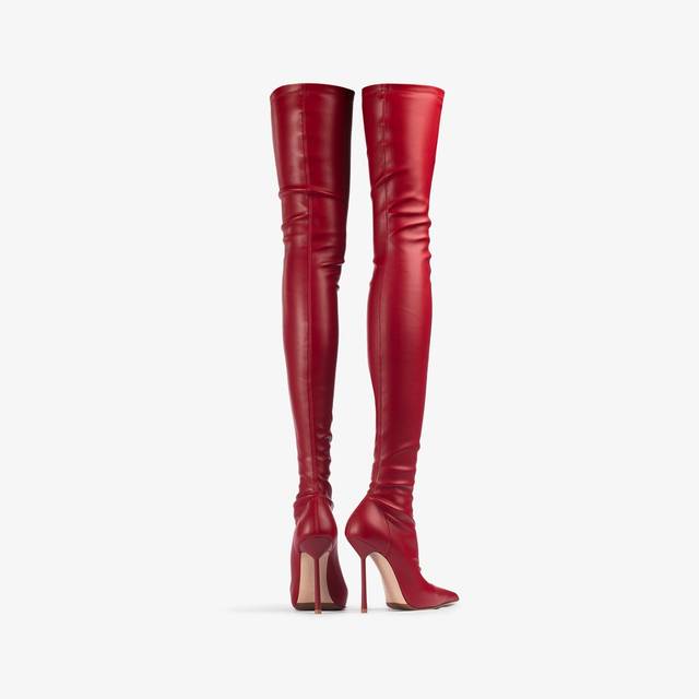 Le Silla Stivale sopra il ginocchio pelle vegan stretch rosso Pezzi Unici