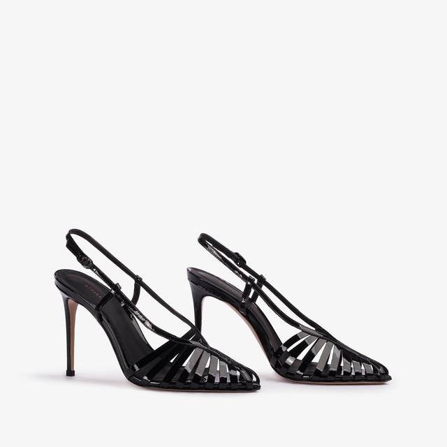 Le Silla Slingback con listini vernice nera Consegna Veloce