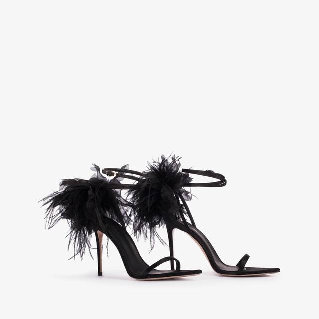 Le Silla Sandalo fiore raso nero Offerta