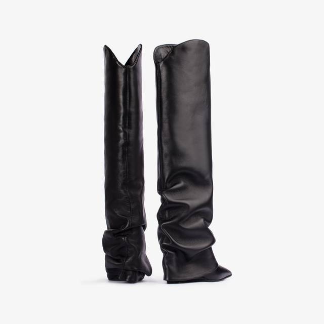 Le Silla Stivale al ginocchio con risvolto d'ispirazione Western nappa nero 2025
