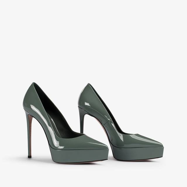 Le Silla Décolleté con plateau vernice verde polvere Duty-free