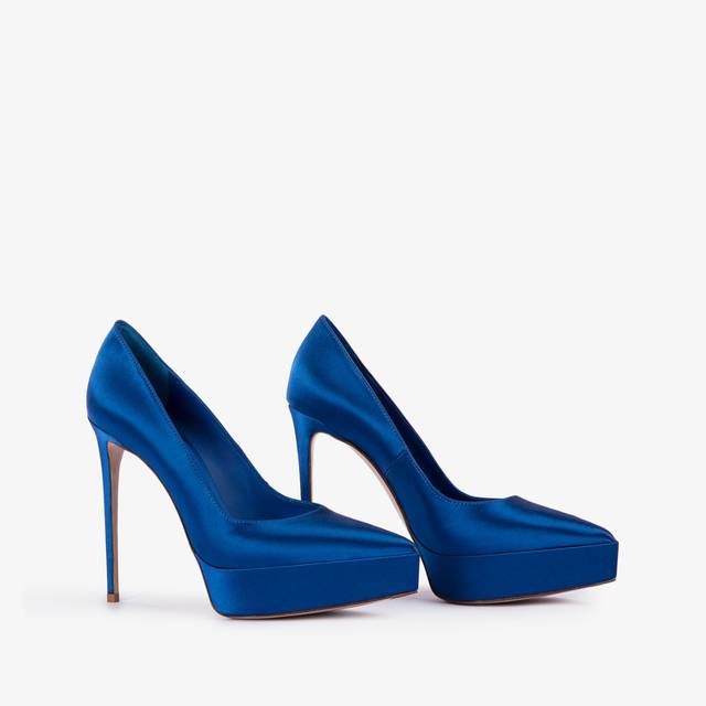 Le Silla Décolleté con plateau satin blu persia Nuovo