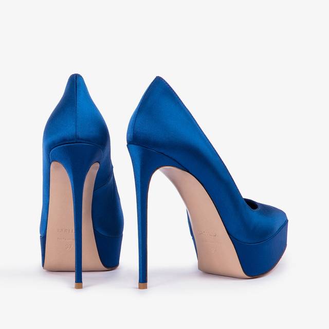 Le Silla Décolleté con plateau satin blu persia Nuovo