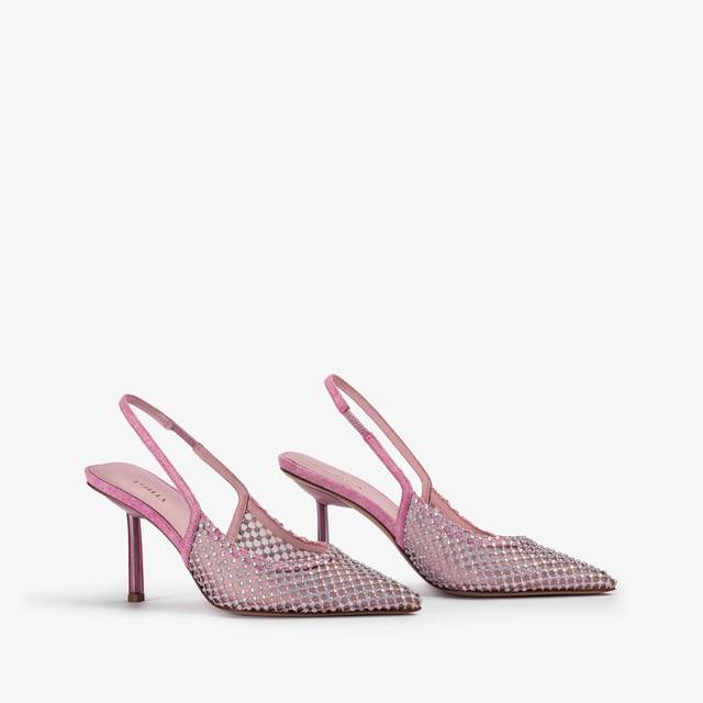 Le Silla Slingback gioiello rete denim rosa dea Soddisfazione Garantita