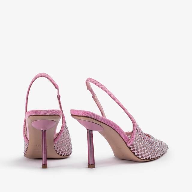Le Silla Slingback gioiello rete denim rosa dea Soddisfazione Garantita