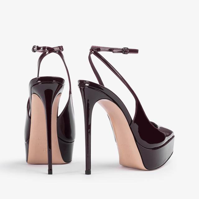 Le Silla Slingback con plateau vernice rossa cherry Prezzo Ridotto