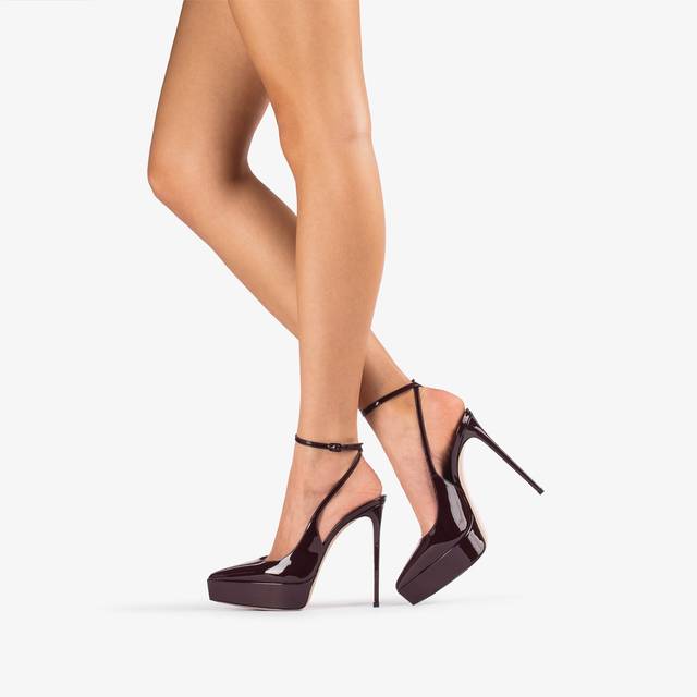 Le Silla Slingback con plateau vernice rossa cherry Prezzo Ridotto