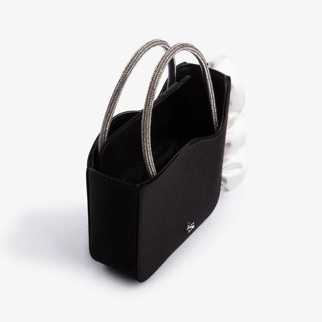 Le Silla Mini bag raso nero e Cristalli con rose Vendita Economica